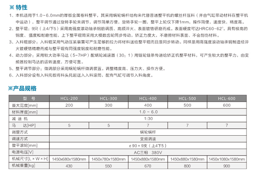 厚板整平機HCL產品說明